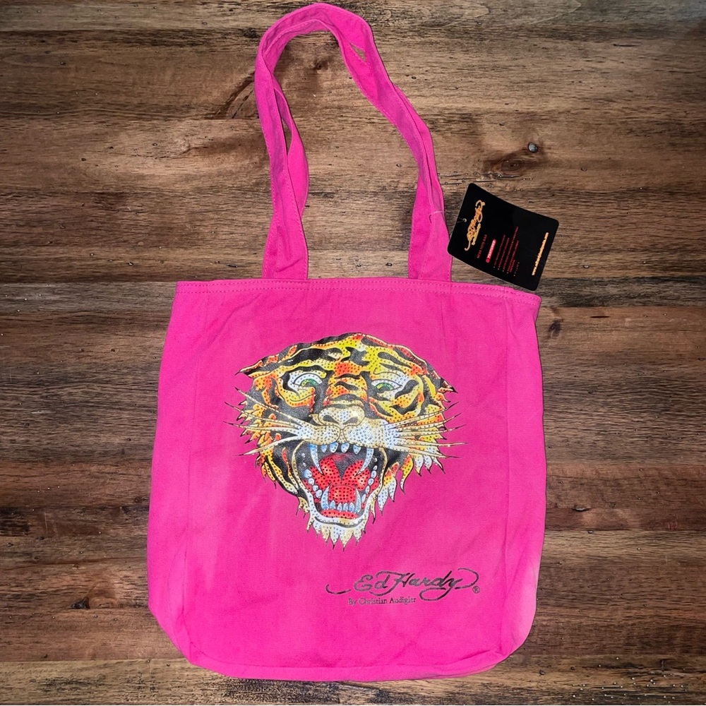Pink Ed Hardy Bejeweled Tote Bag